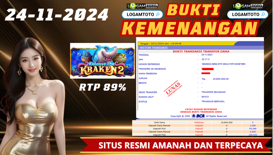 SELAMAT KEPADA MEMBER SETIA LOGAMTOTO BERHASIL JACKPOT DI PERMAINAN SLOT RELEASE THE KRAKEN2